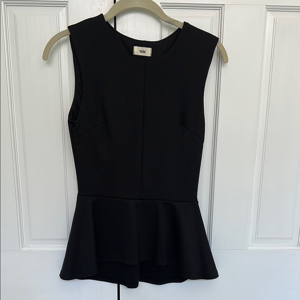 Tobi Small Black Peplum Blouse